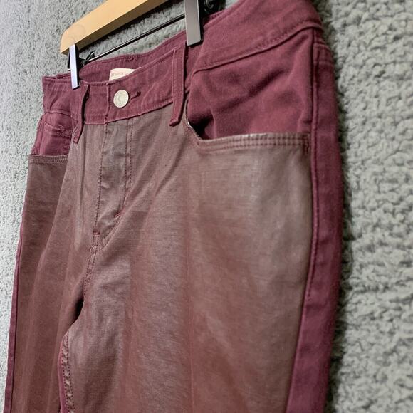 Levis Jeans Womens 32 Red 535 Skinny Coated Faux Leather Panel Moto Rocker Punk - Picture 4 of 16